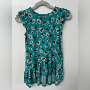Posh Peanut Teal Ladybug Floral Ruffle Sleeve dress/ nightgown 2T
